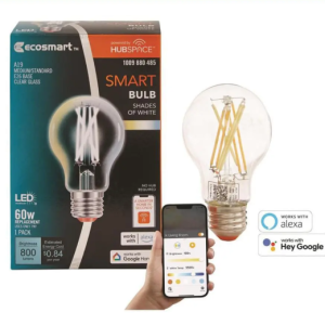 EcoSmart 60-Watt Equivalent Smart A19 Clear Tunable White CEC LED Light Bulb with Voice Control (1-Bulb)